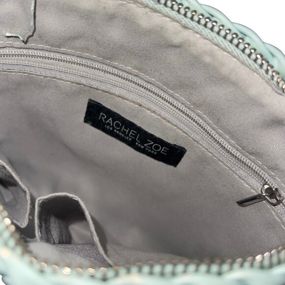 Rachel Zoe Aqua Woven Blue Hobo Shoulder Bag with matching pouch vegan leather - Picture 5 of 9